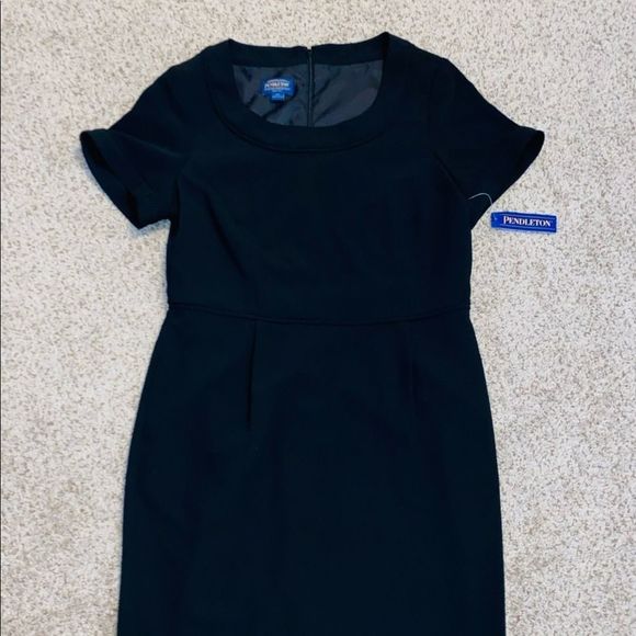 Pendleton Dresses & Skirts - Pendleton Black Sheath Dress Workwear Funeral Casual Business Short Sleeve Knee